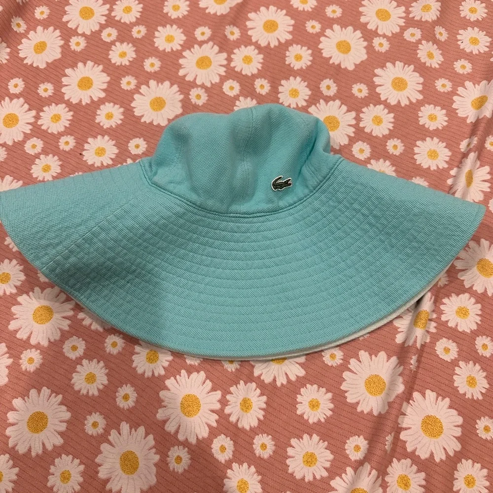 Lacoste Sky Blue/ aqua blue reversible Sun Hat - Picture 3 of 13